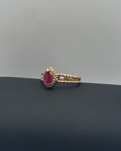 Load image into Gallery viewer, Elegant Twisted Rope Split Shank Marquise Ruby and Diamond Ring
