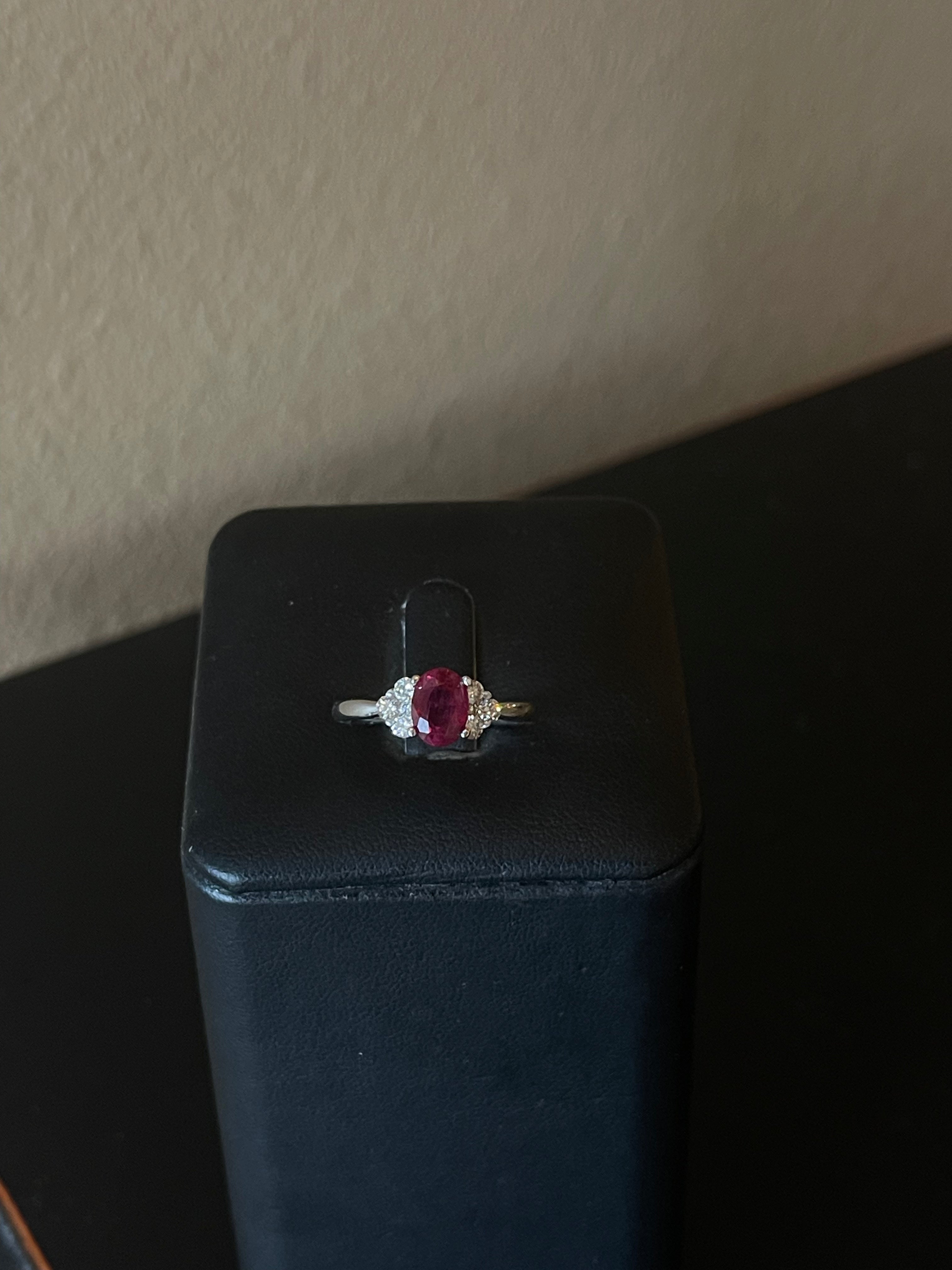 Exquisite 14k White Gold Ruby and Diamond Ring