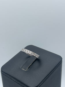 14k White Gold Half Diamond Wedding Band - Featuring 0.35ctw Round Diamonds