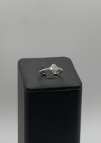 14k White Gold Diamond Quatrefoil Ring - Beaded Band Design with Intricate Detailing