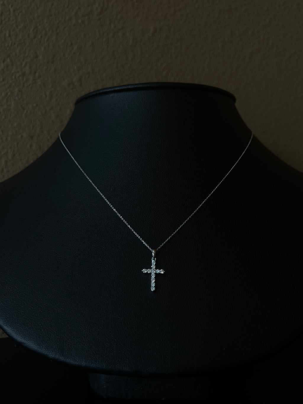 Elegant Diamond Cross Necklace in 14k White Gold
