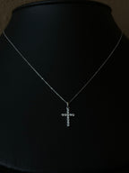 Elegant Diamond Cross Necklace in 14k White Gold
