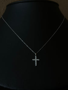 Elegant Diamond Cross Necklace in 14k White Gold