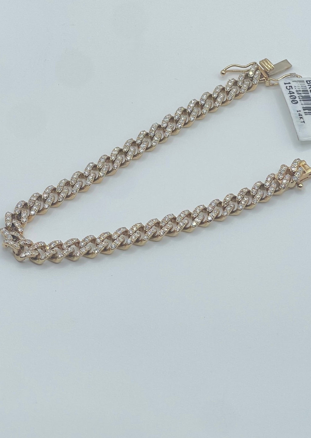14k Yellow Gold Cuban Link Diamond Bracelet