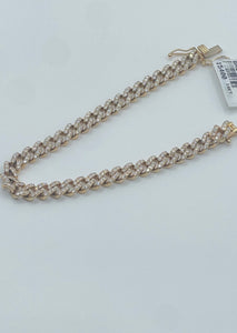 14k Yellow Gold Cuban Link Diamond Bracelet