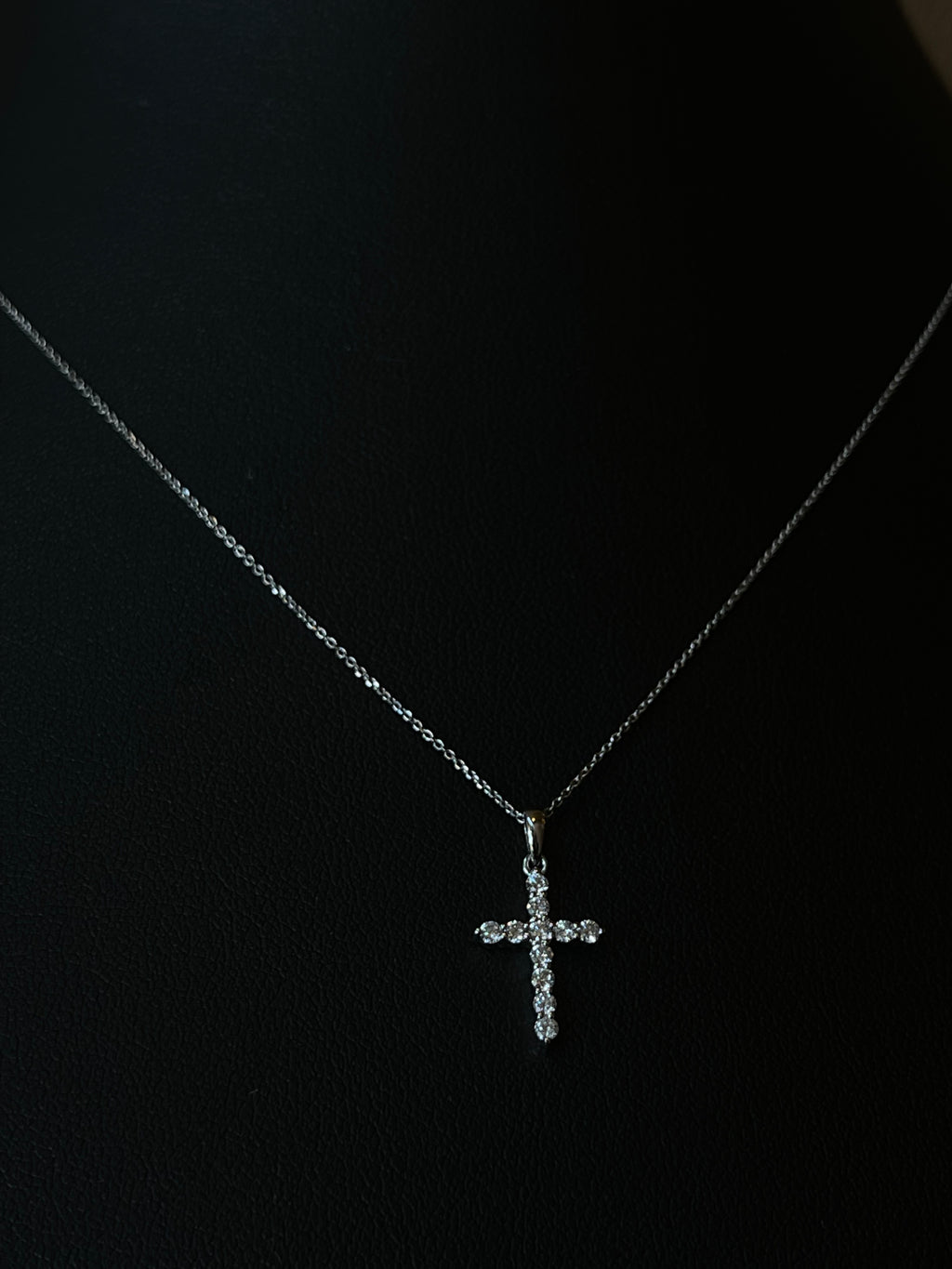 Elegant Diamond Cross Necklace in 14k White Gold