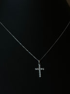 Elegant Diamond Cross Necklace in 14k White Gold