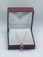 Ruby and Diamond Pendant in 14k Yellow Gold