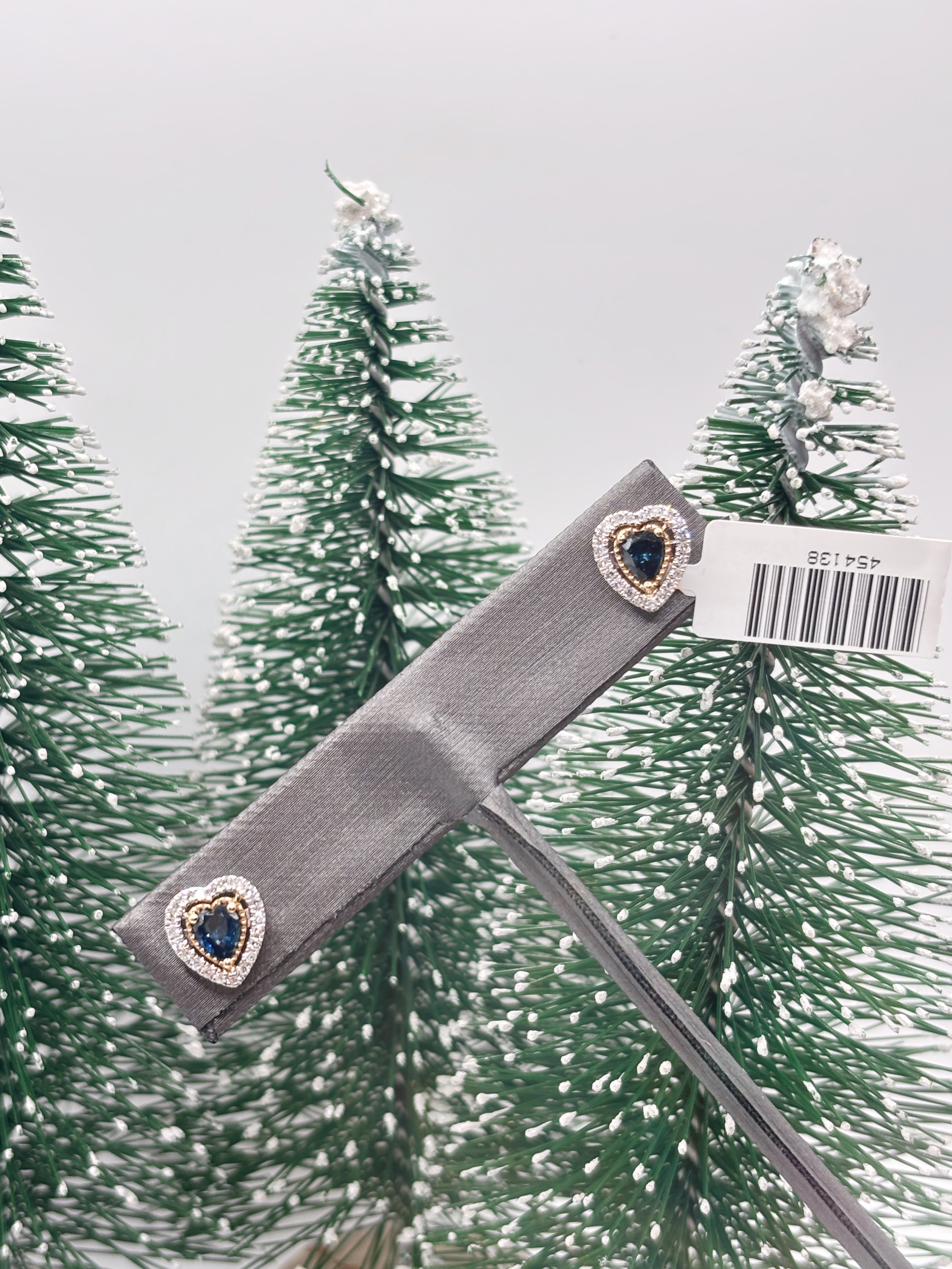 Heart Shaped Sapphire Stud Earrings