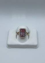 Load image into Gallery viewer, 18k Yellow Gold Pink and Lavender Bi-Color Tourmaline &amp; Diamond Ring, Size 7
