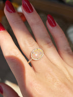 18K Yellow Gold Opal and Diamond Halo Ring