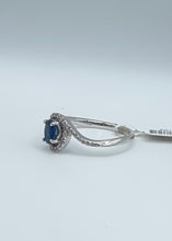 Load image into Gallery viewer, 14k White Gold Oval Sapphire and Diamond Ring
