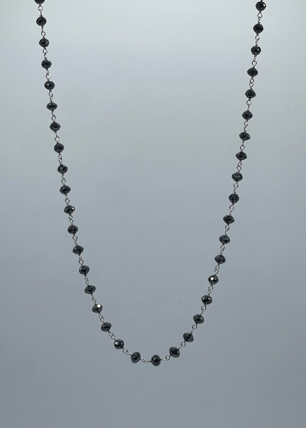 18k White Gold Black Faceted Diamond Necklace