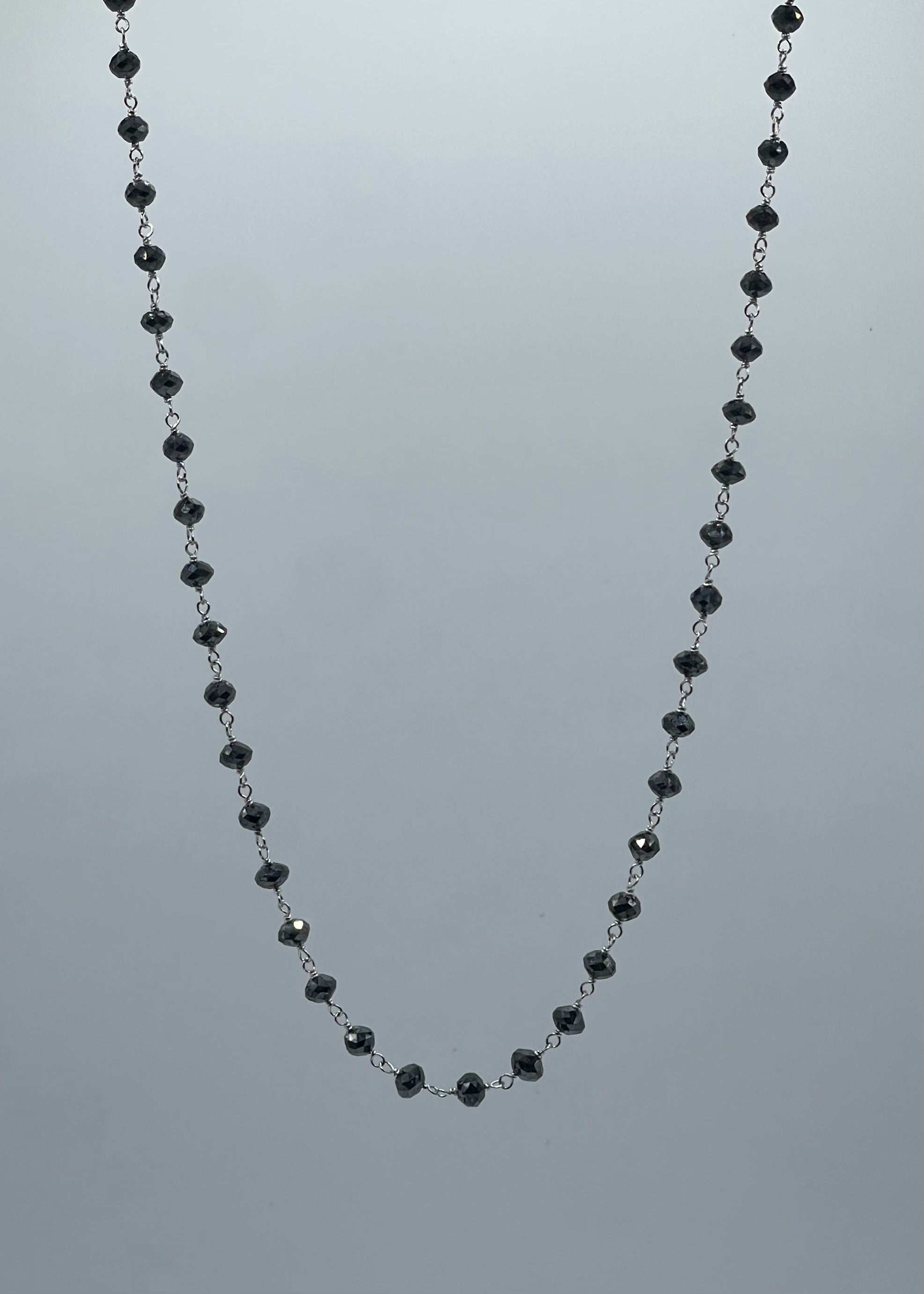 18k White Gold Black Faceted Diamond Necklace