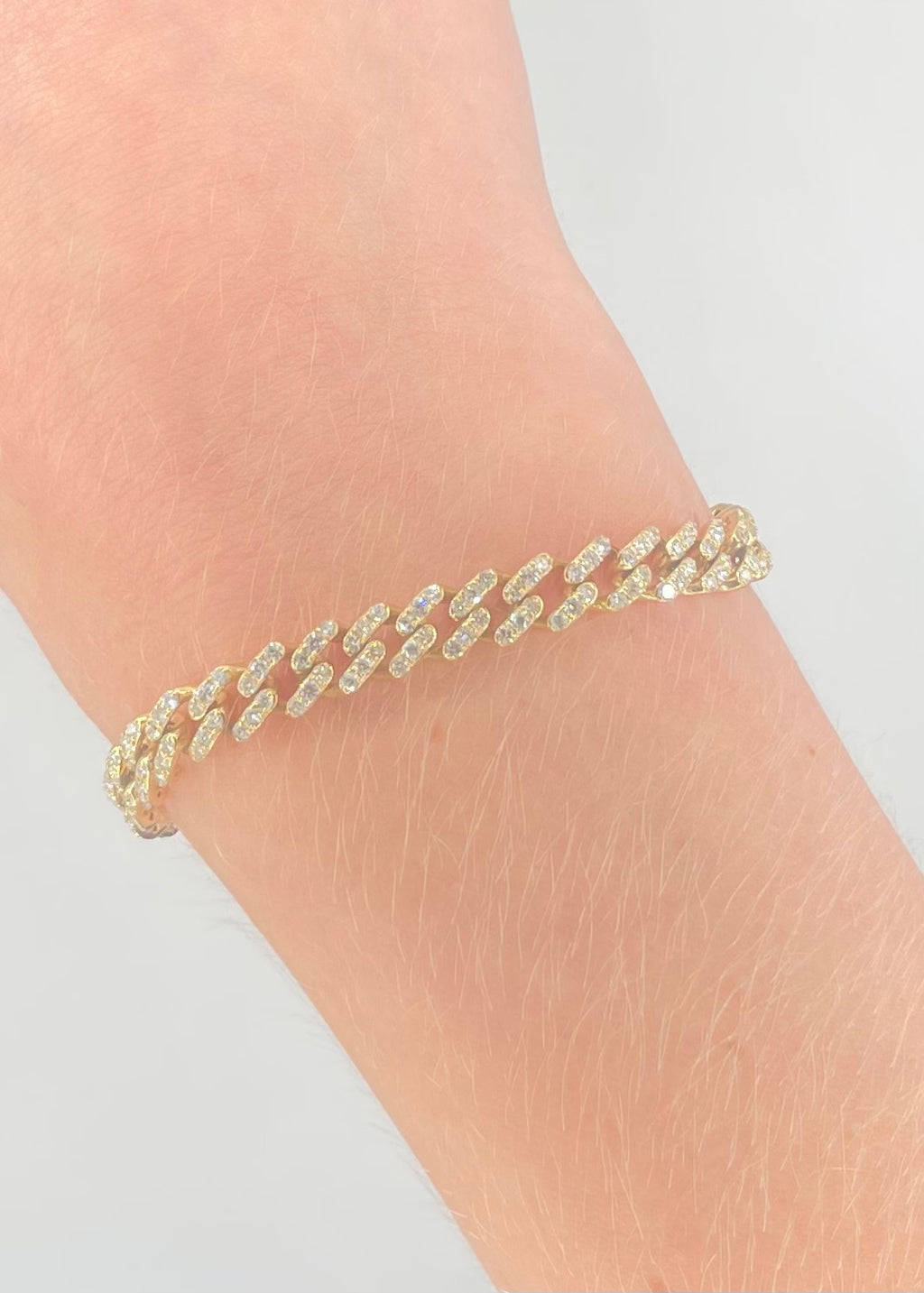 14k Yellow Gold Cuban Link Diamond Bracelet