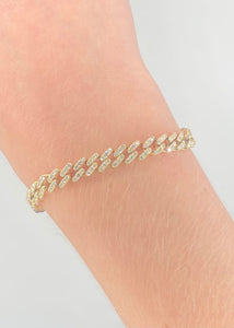 14k Yellow Gold Cuban Link Diamond Bracelet