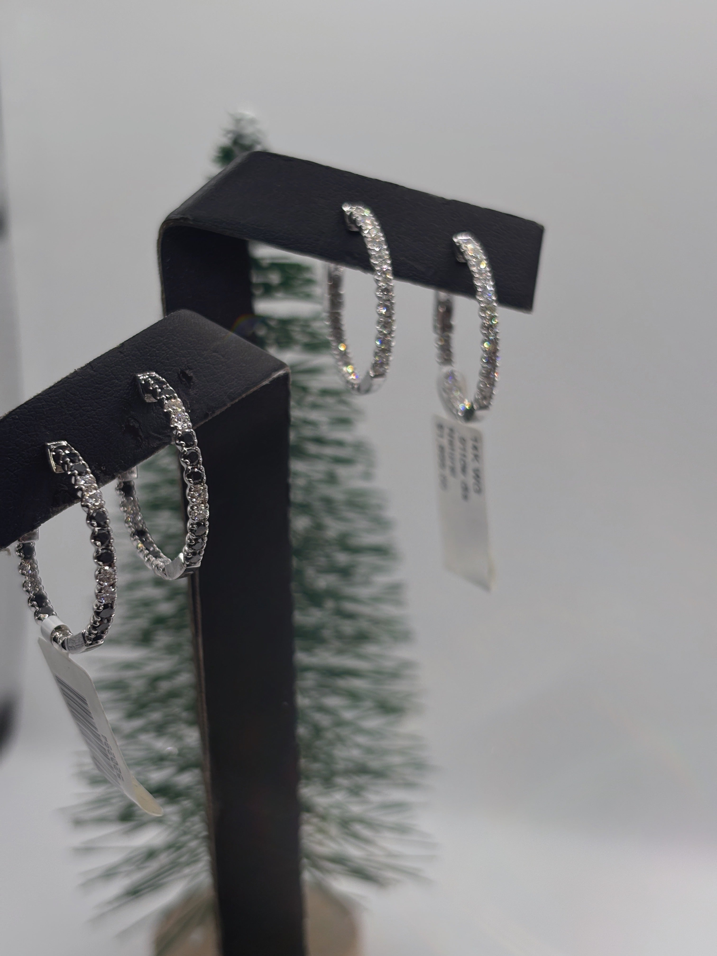 Black & White Diamond Hoops