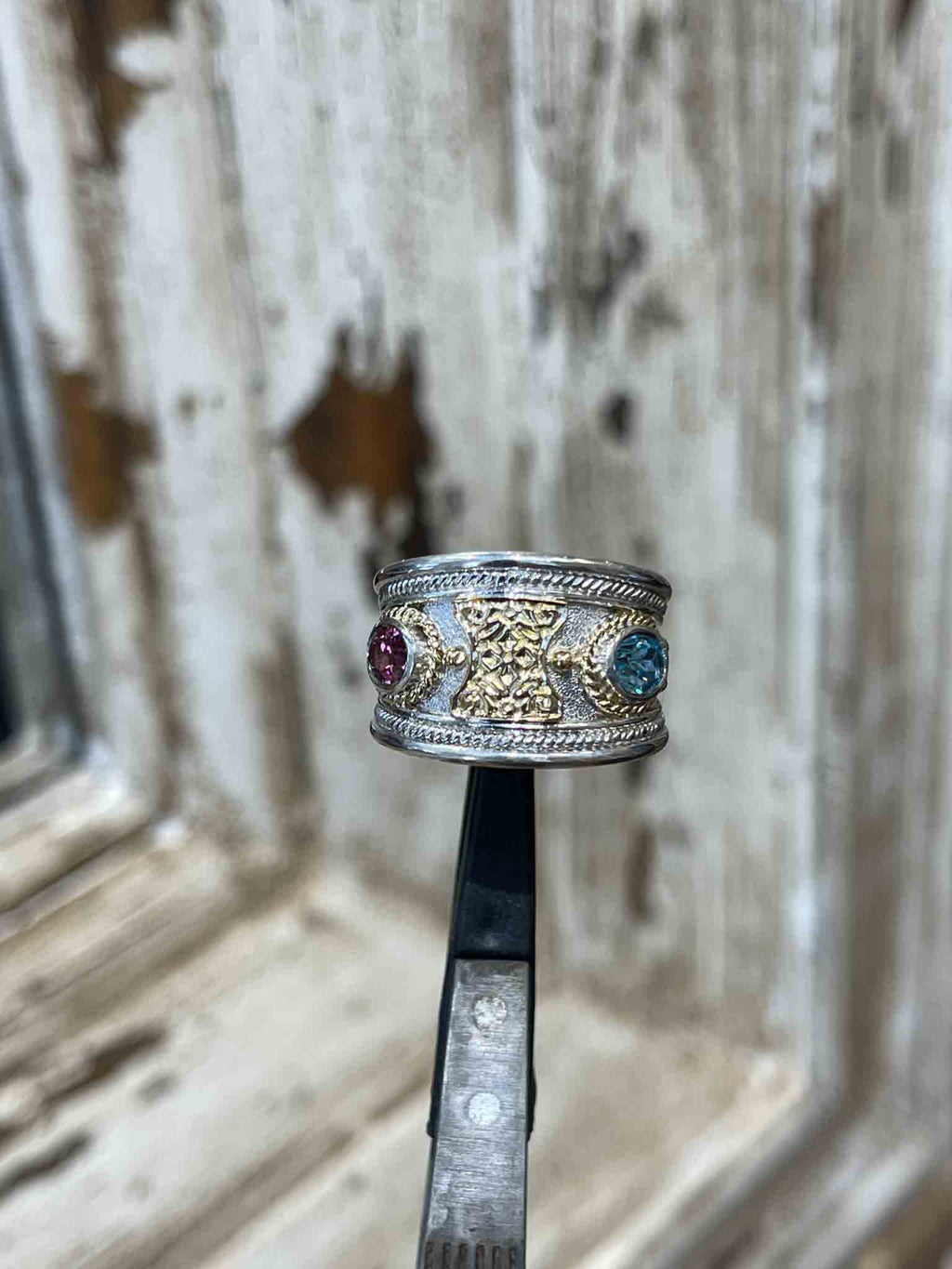 Byzantine 18K & .925 Tapered Ring