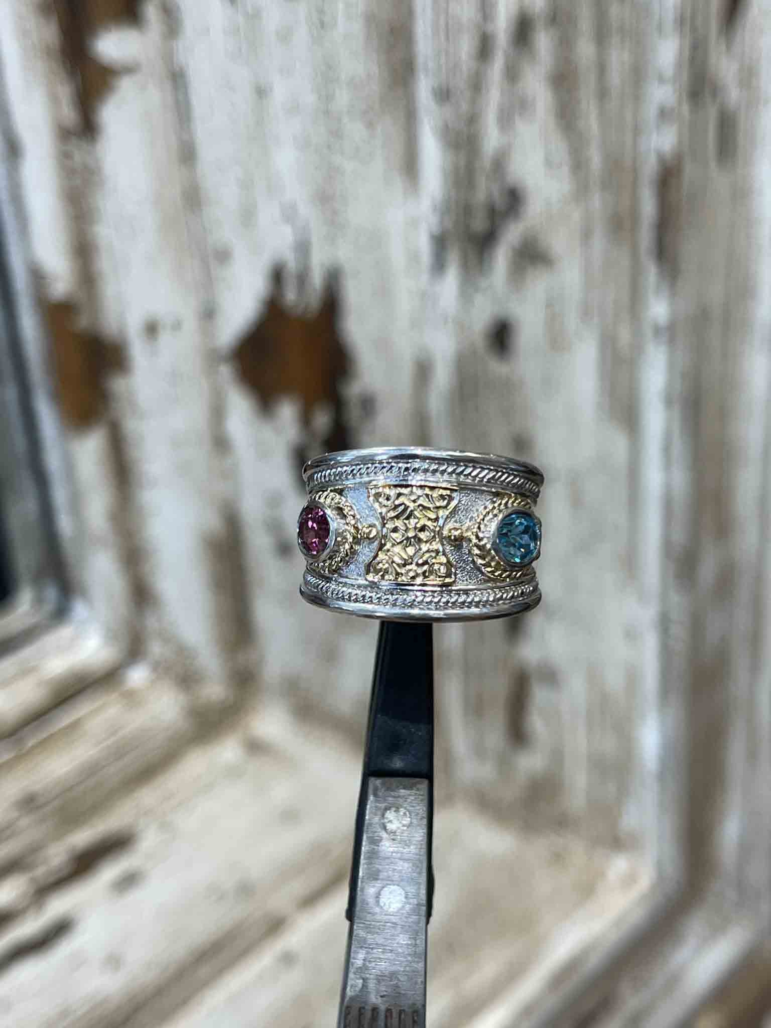 Byzantine 18K & .925 Tapered Ring