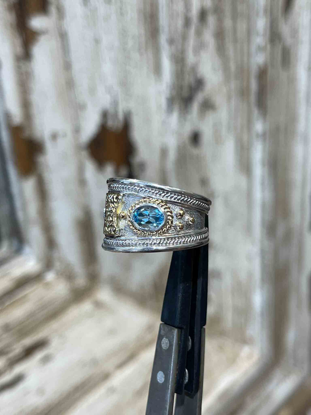 Byzantine 18K & .925 Tapered Ring
