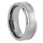 Silver Milgrain and Satin Tungsten Ring