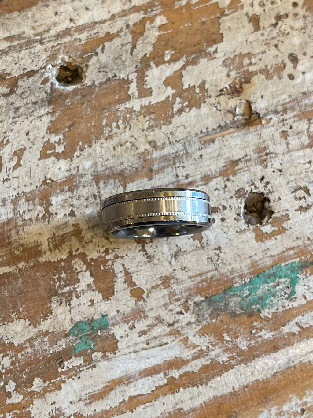 Silver Milgrain and Satin Tungsten Ring