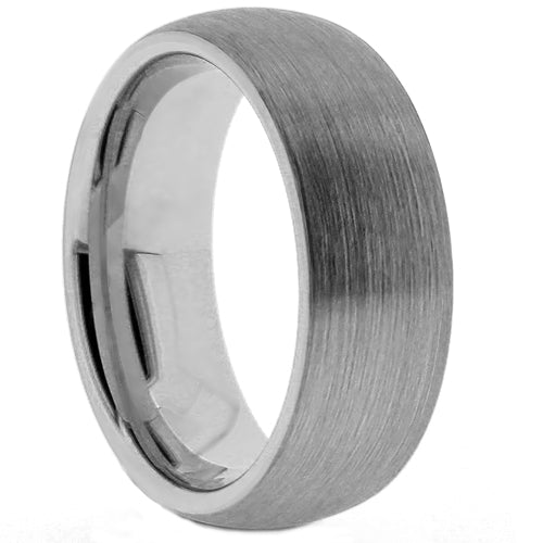 Brushed Silver Tungsten Ring