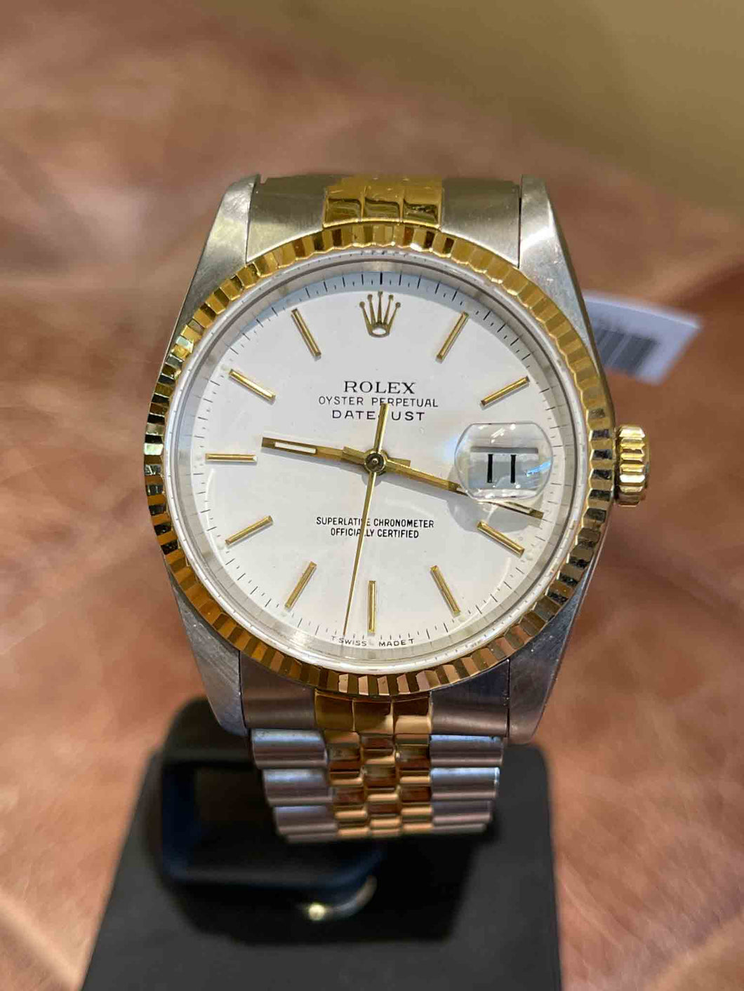 Rolex Datejust 16233 Steel And Yellow Gold Aftermarket Black Diamond Dial  36mm Jubilee Bracelet Watch - Luxury Watches USA