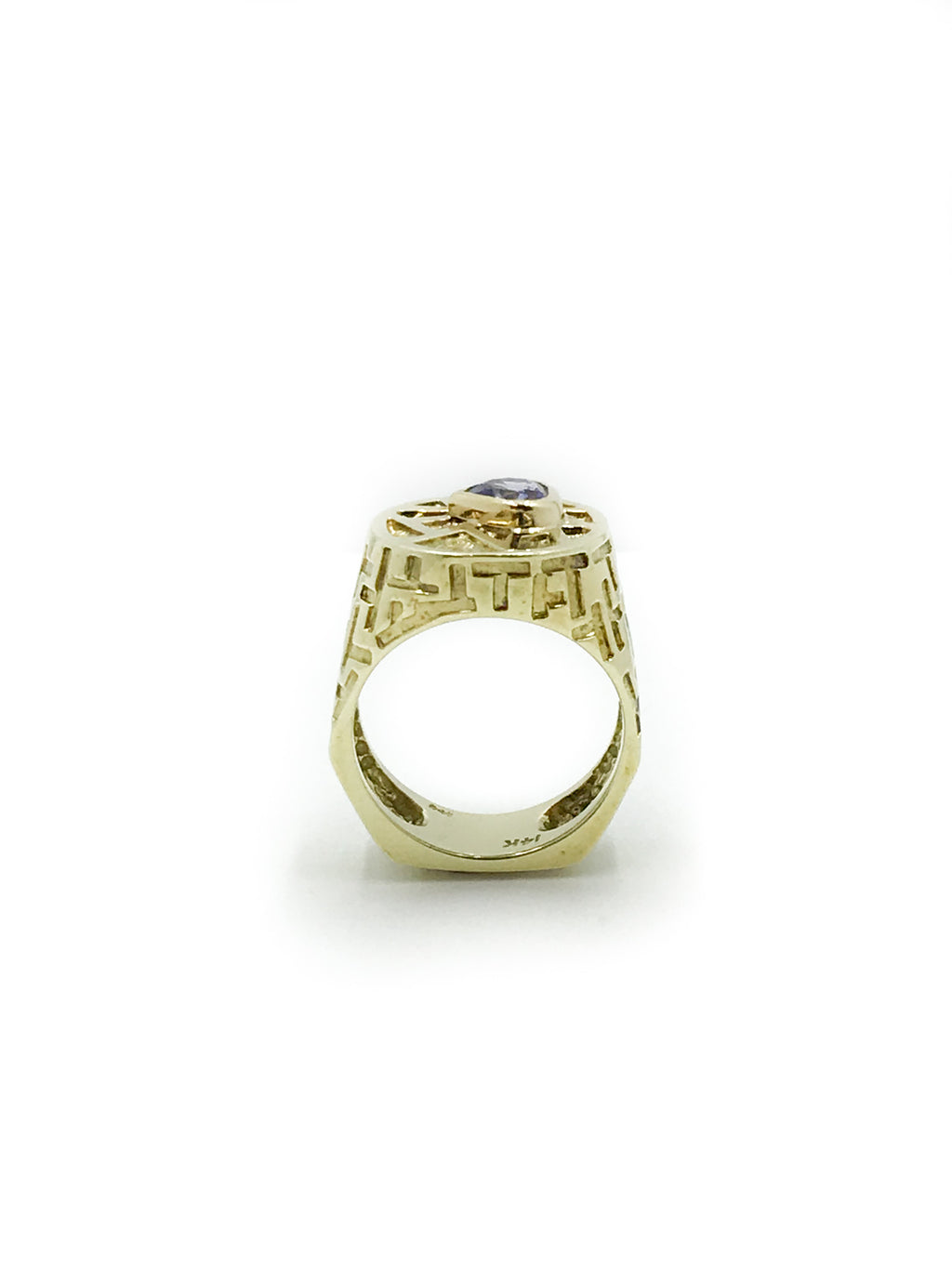 14K Yellow Gold and Sapphire Ring