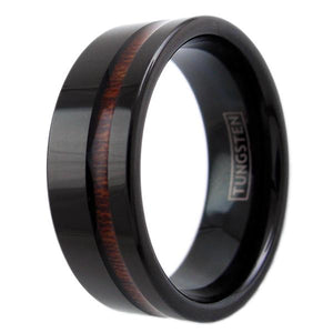 beautiful-black-flat-band-tungsten-ring-with-classy-off-center-koa-wood-inlay-tungsten-rings-wedding-bands-diagonal