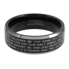 black-tungsten-ring-with-laser-engraved-lords-prayer-in-silver-wholesale-tungsten-rings-wedding-bands